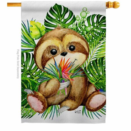 PATIO TRASERO Baby Sloth Animals Wildlife 28 x 40 in. Double-Sided Vertical House Flags for  Banner Garden PA3920150
